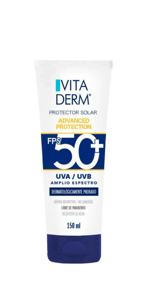 Vitaderm Protector Solar FPS 50 150ml Resistente al Agua y Libre de