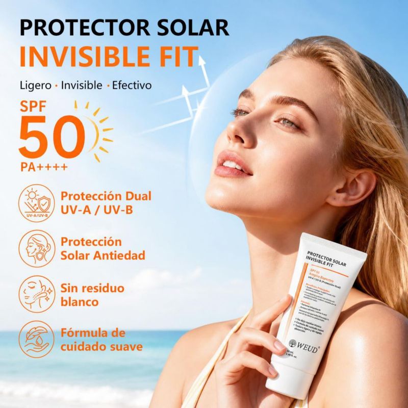 Protector Solar WEUD SPF 50 Invisible UV A UV B 50ml