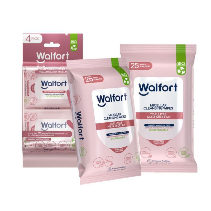 Toallas Desmaquillantes Walfort Agua Micelar 4 Pack 2 25 pzs