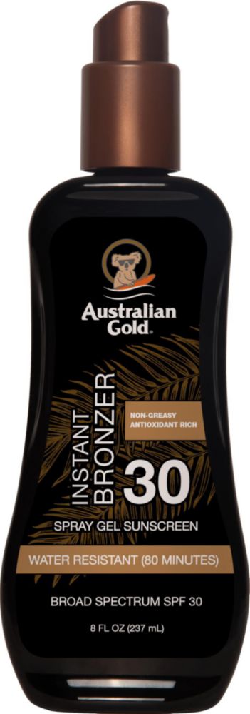 Australian Gold Instant Bronzer Water Resistant Sunscreen Spray Gel