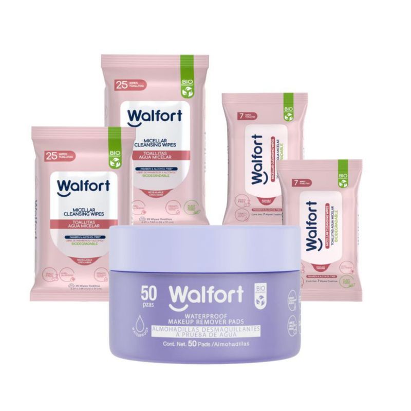Walfort Toallitas Micelares Pads Desmaquillantes Waterproof Caja 5