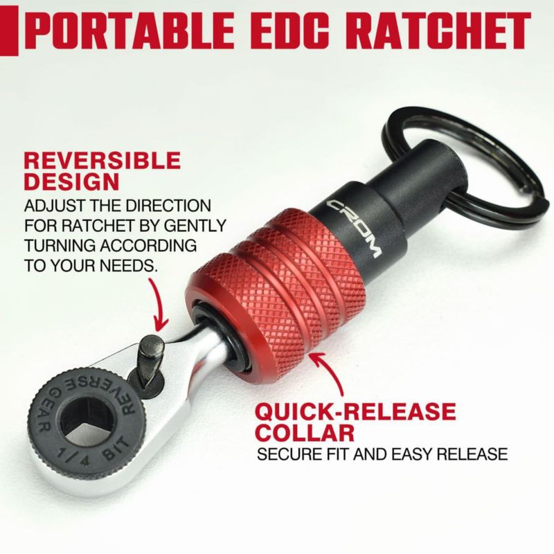 Llave de carraca mini CROM 1/4" con portapuntas hexagonal