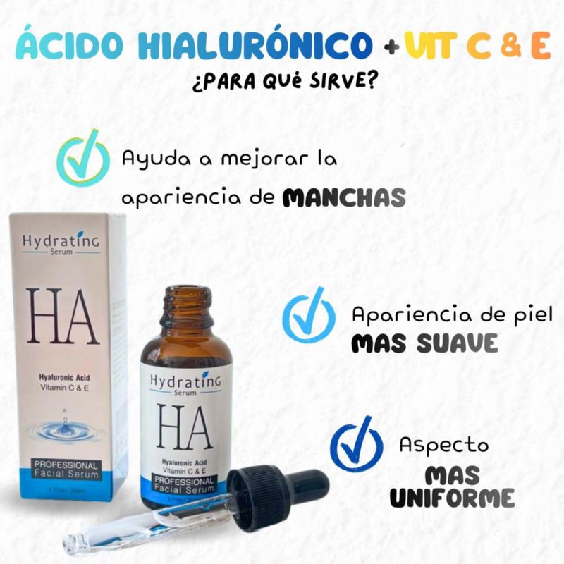 AKAM Suero Facial Hidratante Acido Hialuronico y Vitaminas C E 30ml