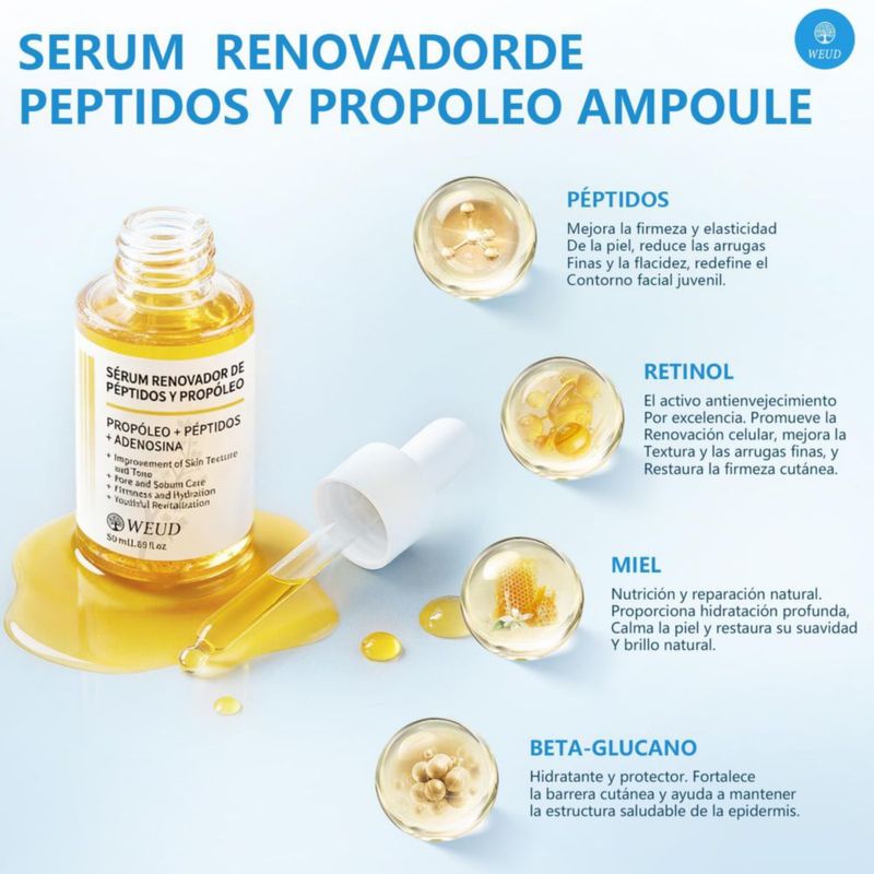 WEUD Centella Asiatica Suero y CICA Péptidos Propóleo Suero 4 En 1