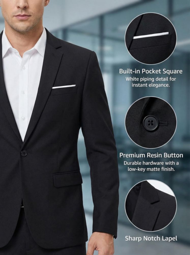 Blazer Beninos Slim Fit de un botón negro talla S