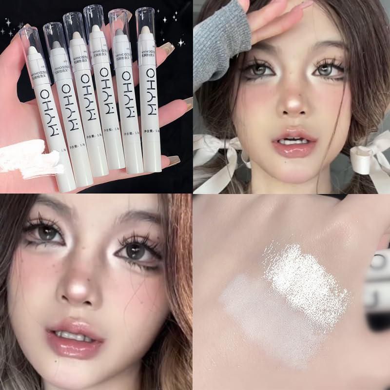 Set 3 Lapiz Sombra Ojos Gusano Nacarado Brillo Mate Cremoso Plata