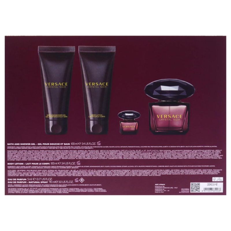 Set de regalo Perfume Versace Crystal Noir para mujer 4 piezas