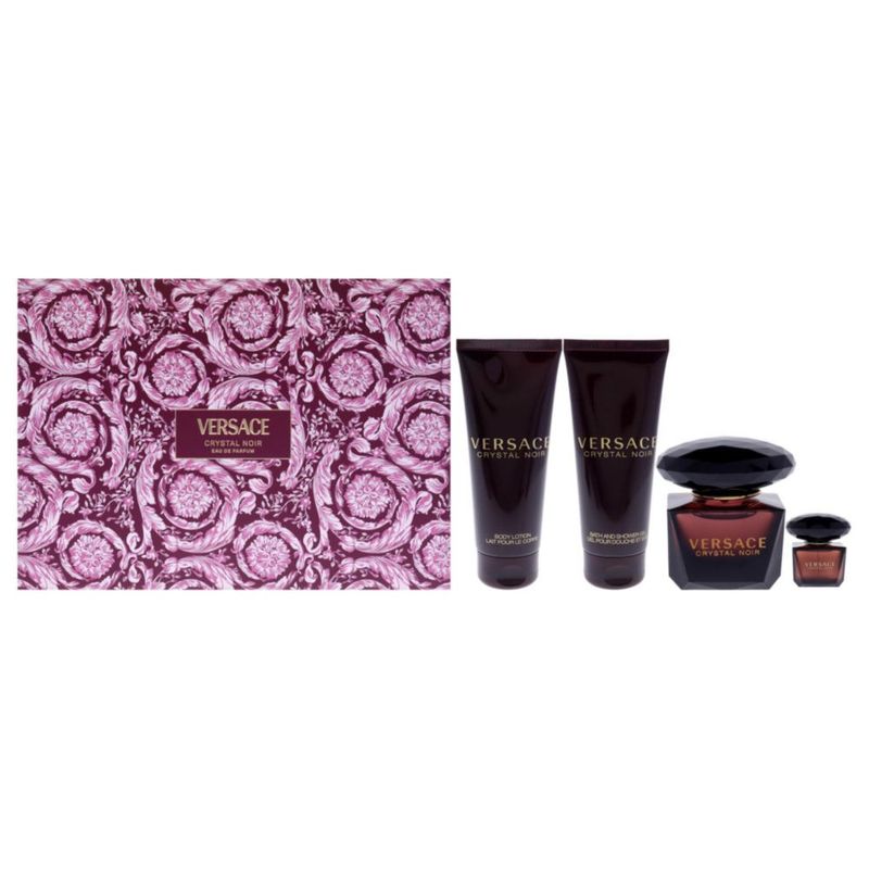 Set de regalo Perfume Versace Crystal Noir para mujer 4 piezas