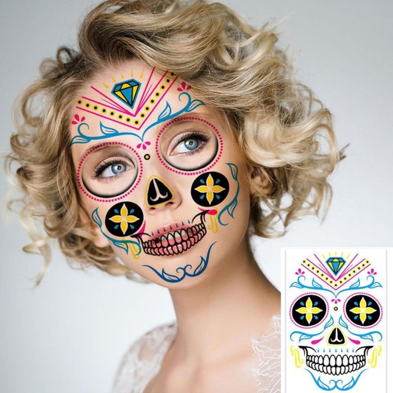 Halloween Tatuajes Temporales LONEOURS 8 Piezas Fluorescentes