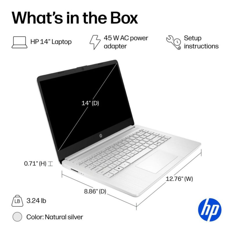 Portátil HP 14" Intel N150 128 GB SSD + 500 GB HDD