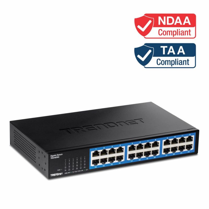 Switch de red TRENDnet TEG‑S25D de 24 puertos Gigabit