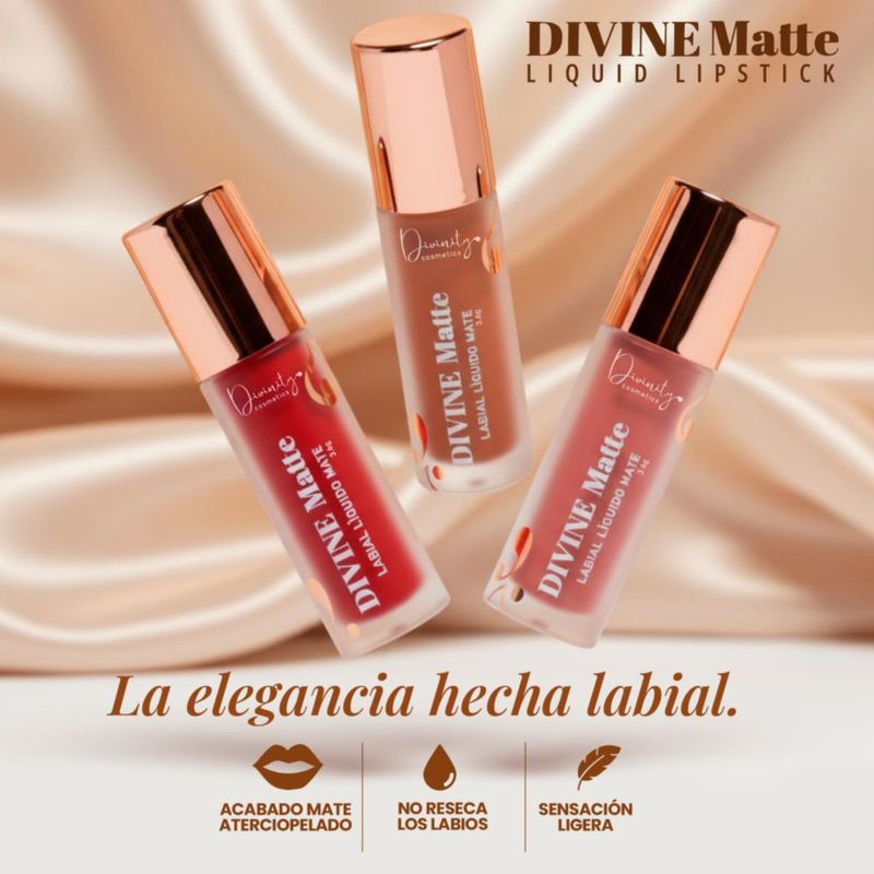 Divinity Cosmetics Divine Matte Labial Líquido Mate 8 Tonos 3 6g