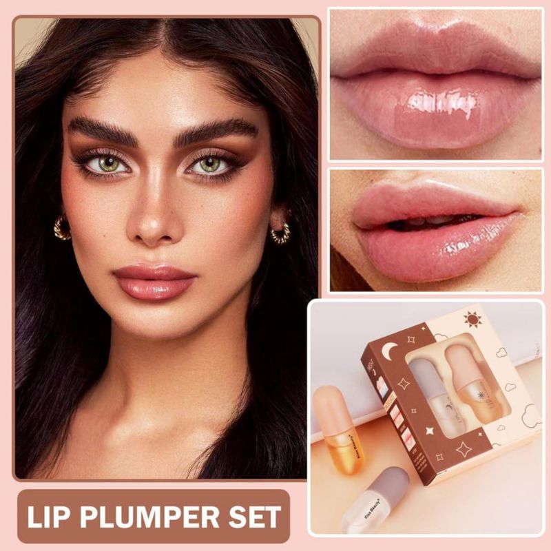 Lip Plumper LONEOURS Juego Brillo Hidratante Día Noche 2 Sueros