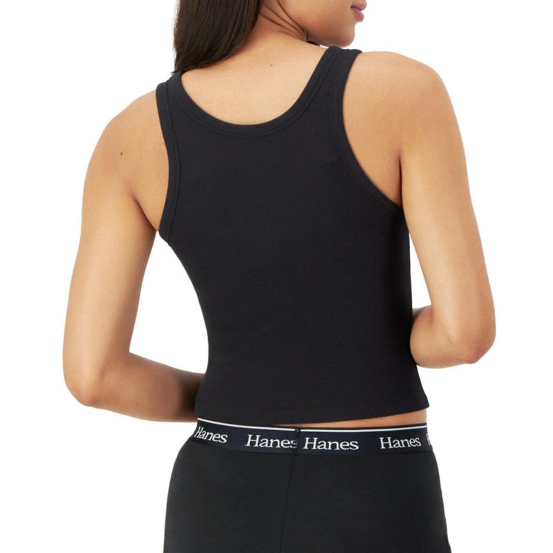 Top sin mangas Hanes Originals de algodón con canesú acanalado y corte corto - Pack de 2