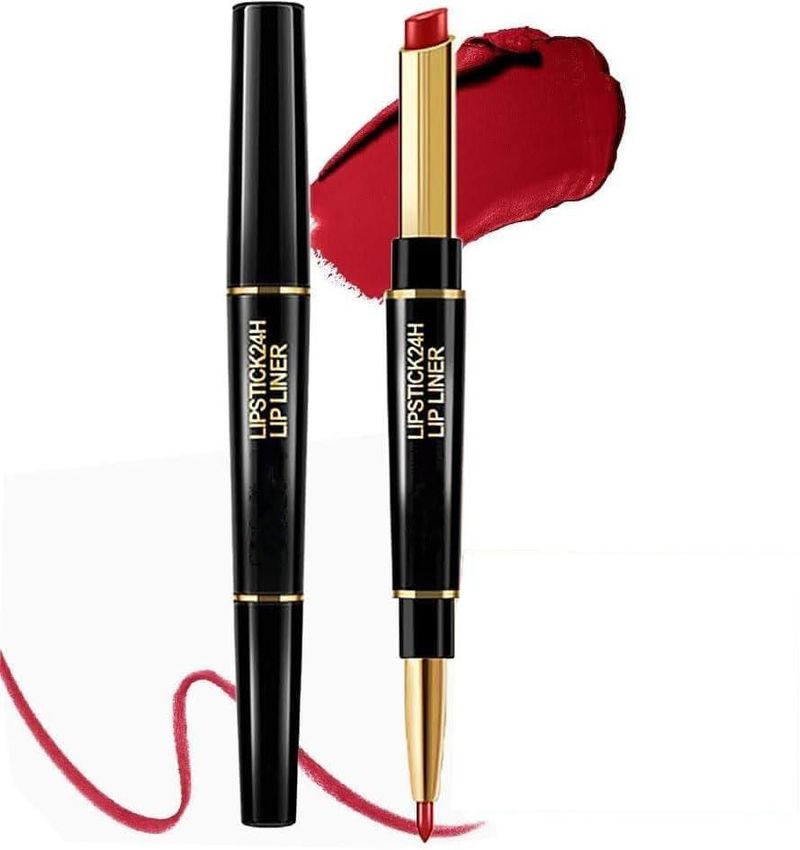 Lápiz Labial 2 en 1 LONEOURS Resistente al Agua y Hidratante