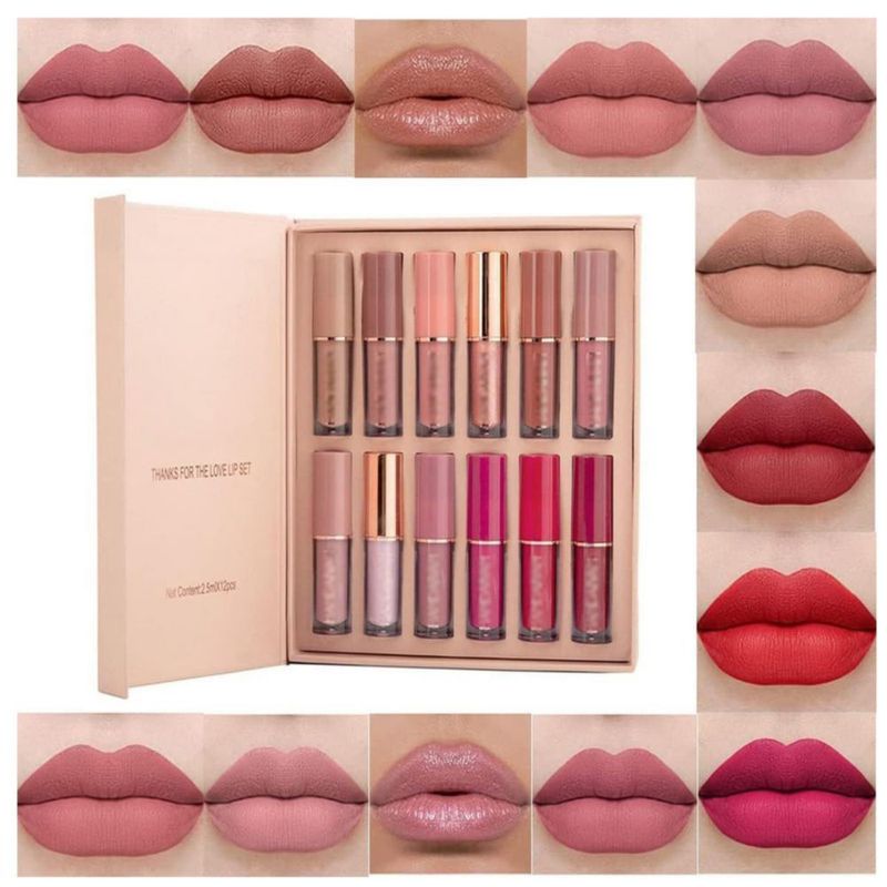 Set de 12 Lápices Labiales Aterciopelados Aofong