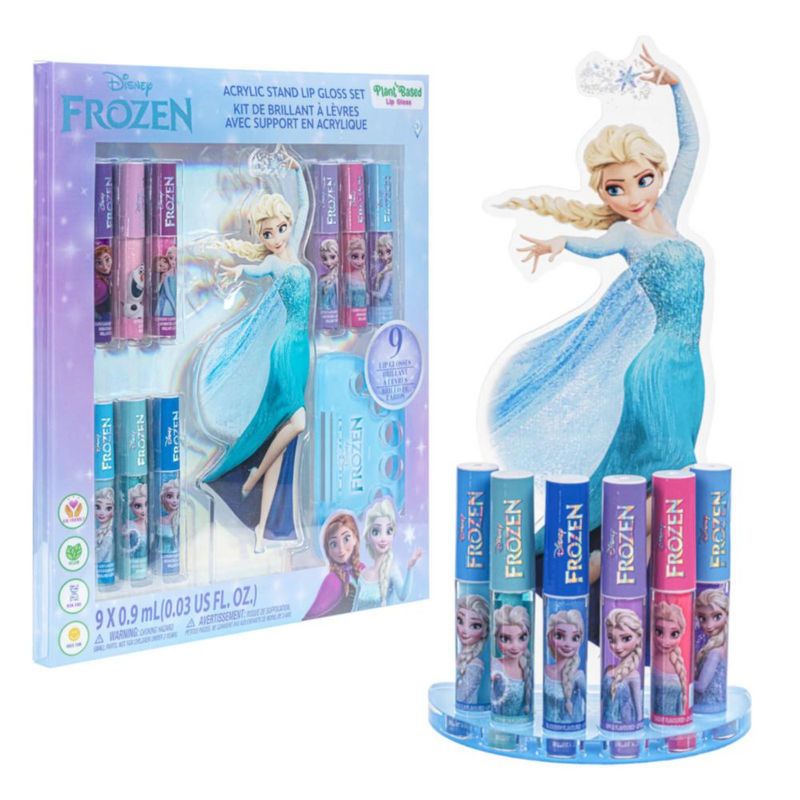 Juego de Brillo Labial Barbie Frozen 9 Piezas con Soporte Acrílico