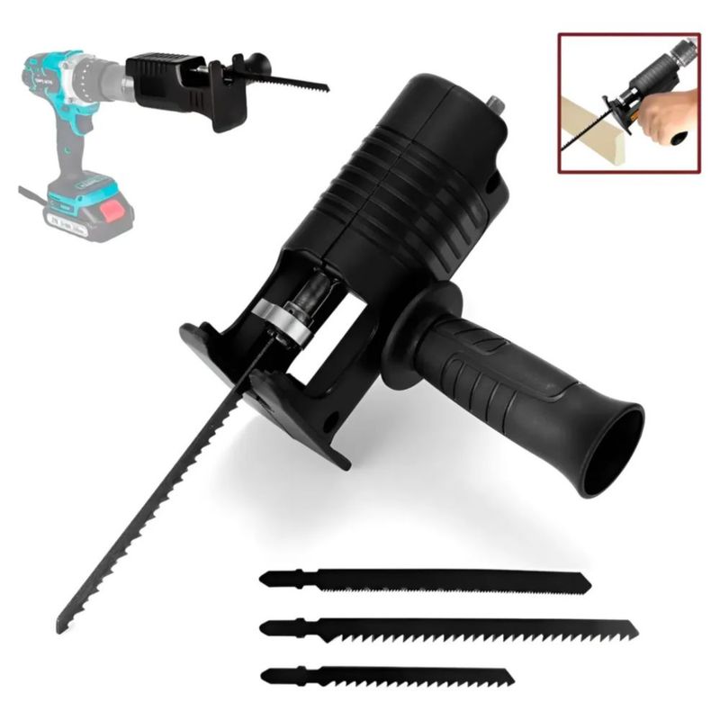 Adaptador Taladro Sierra Sable Reciproca Convertidor Cambio Negro