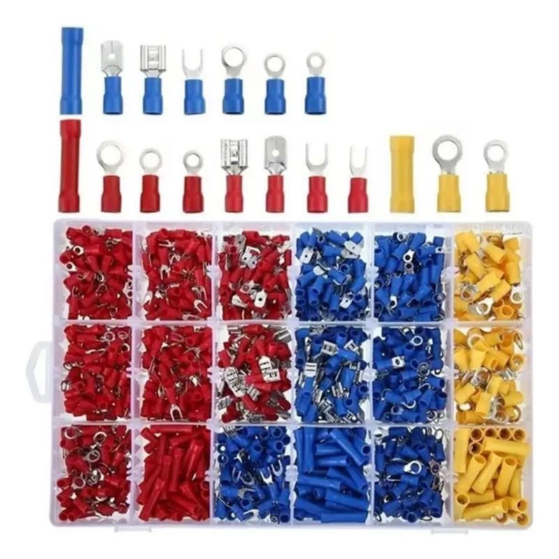 Set Terminales Conectores Crimpado Cable Alambre Eléctrico Azul con amarillo 1200 U