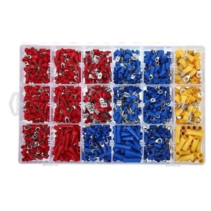 Set Terminales Conectores Crimpado Cable Alambre Eléctrico Azul con amarillo 1200 U