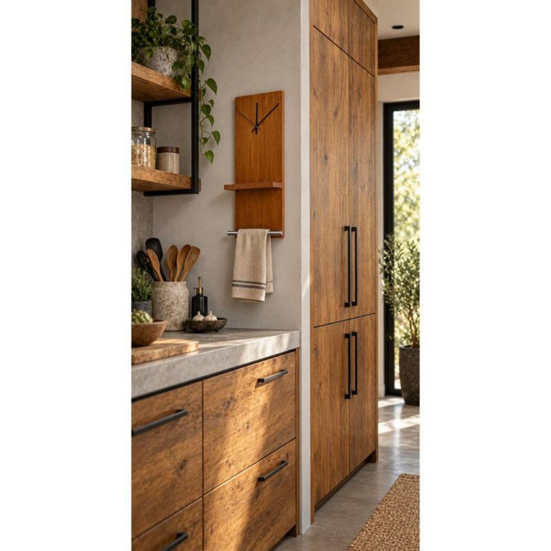 Repisa Organizador Perchero De Pared Con Reloj Y Barra Tzalam