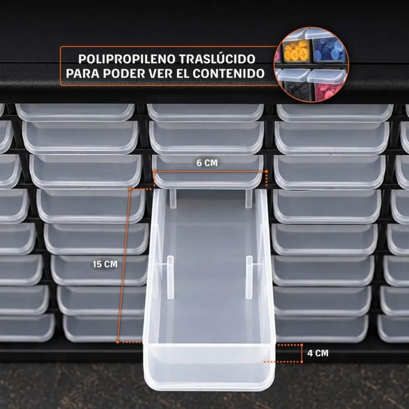 Organizador De 64 Gavetas Negro