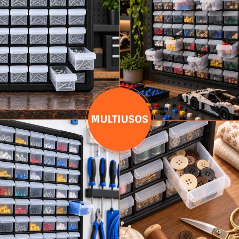 Organizador De 64 Gavetas Negro
