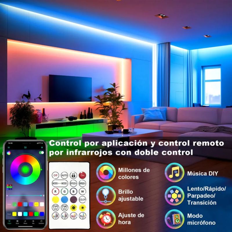 Tira De Luces Led Rgb De 30 M Multicolor Con Bluetooth
