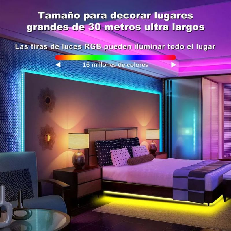 Tira De Luces Led Rgb De 30 M Multicolor Con Bluetooth