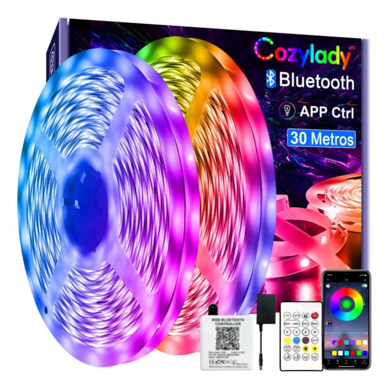 Tira De Luces Led Rgb De 30 M Multicolor Con Bluetooth