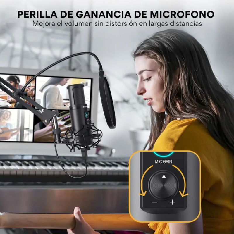 Micrófono Condensador Usb Pc Gamer Streaming Negro