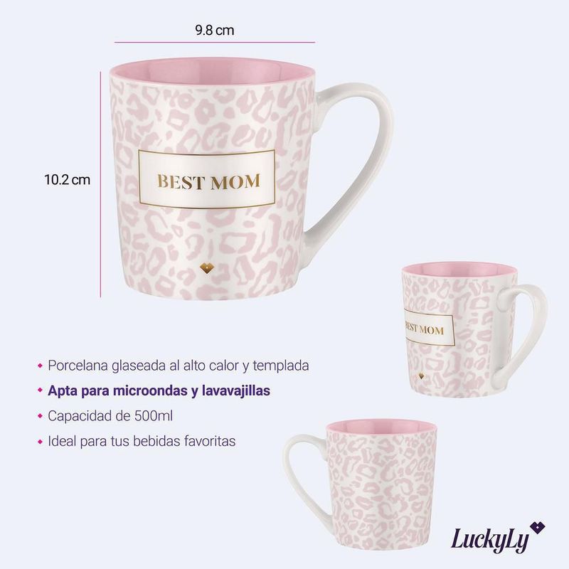 Tazas luckyly 500ml térmica frases best de animal print lory