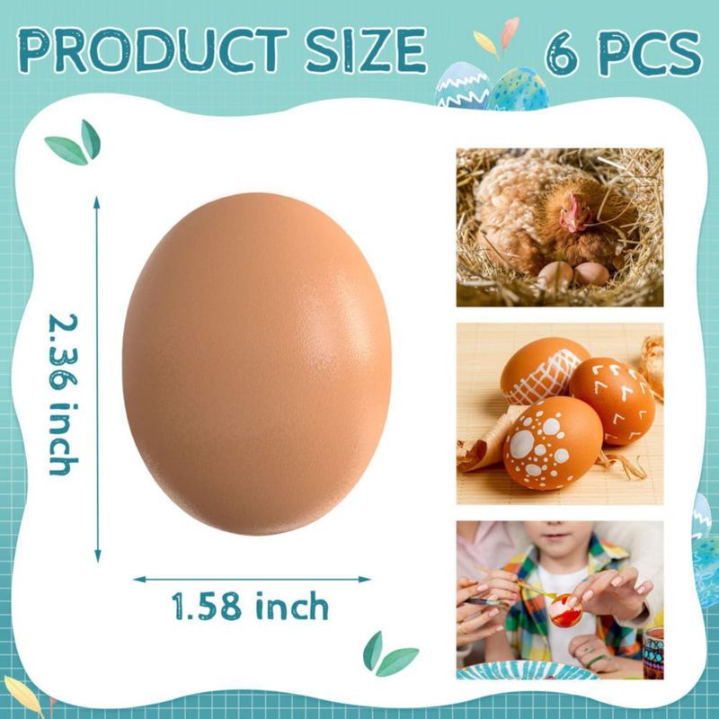 Huevos de madera falsos YunKo 6 piezas caja nido marrón para manualidades