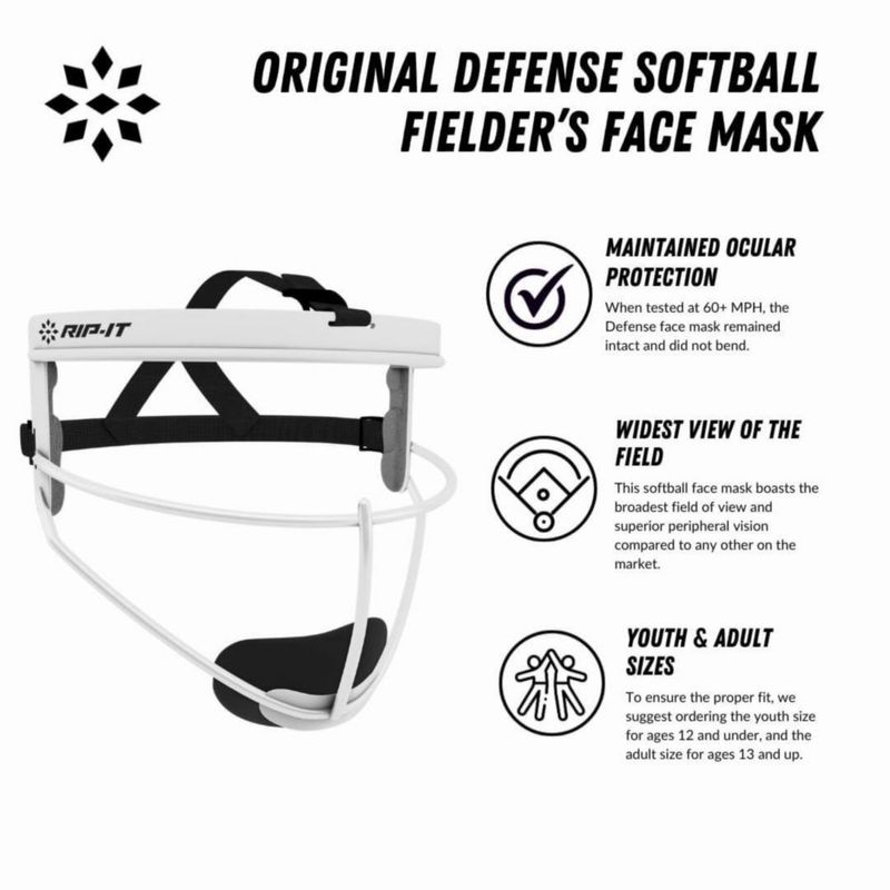 Máscara facial RIP-IT para jugadoras y jóvenes guardia de cuadro