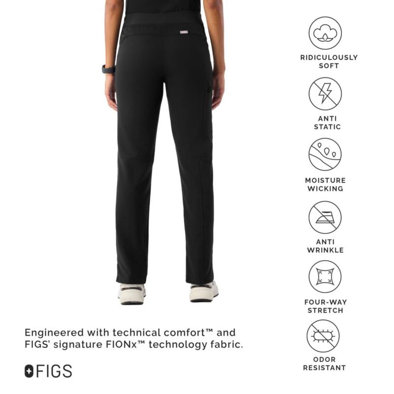 PANTALONES FIGS Kade Cargo Negro L‑Petite