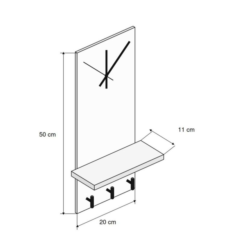 Reloj Perchero De Pared Moderno Repisa Y Ganchos Multiuso Durango