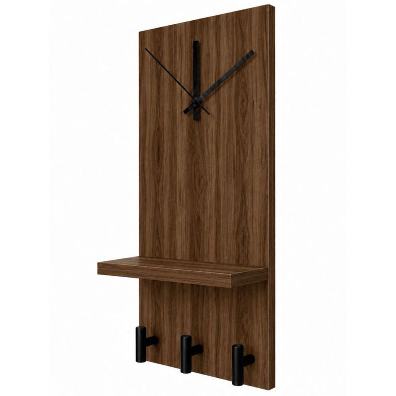 Reloj Perchero De Pared Moderno Repisa Y Ganchos Multiuso Durango