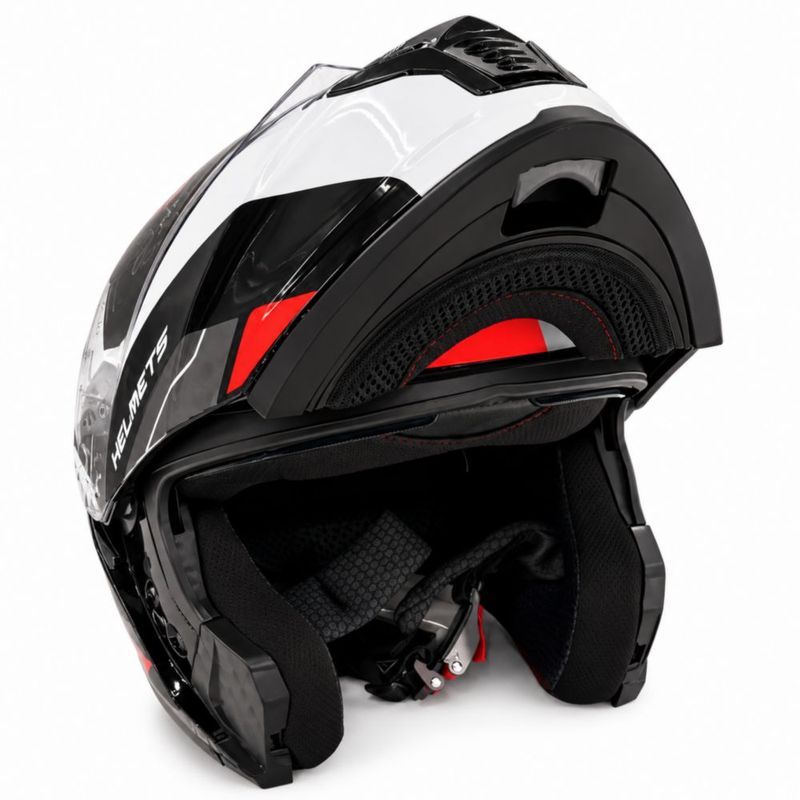 TK 19-1 Kingmoto Casco Abatible Unisex para Motociclista con Visera Brillante