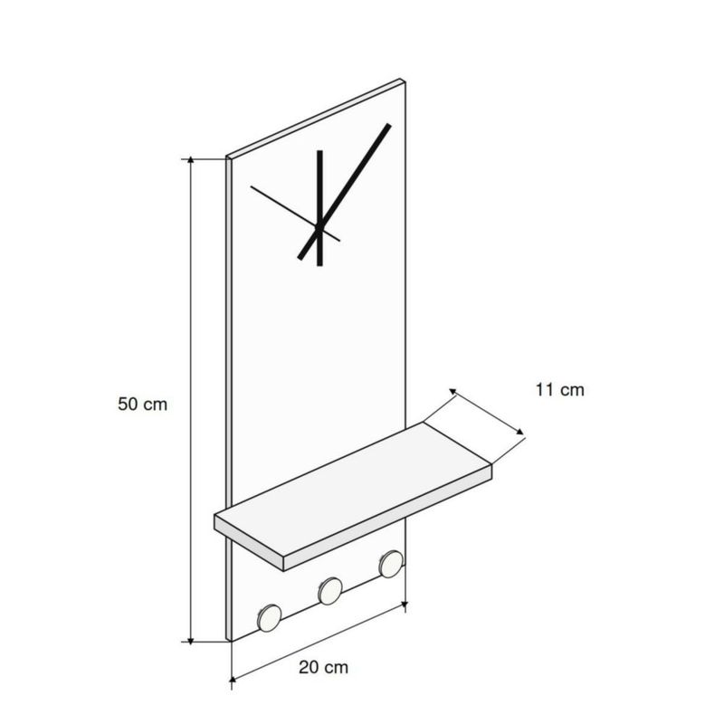 Reloj Perchero Pared Lujo Repisa Ganchos Redondos Multiuso Roble