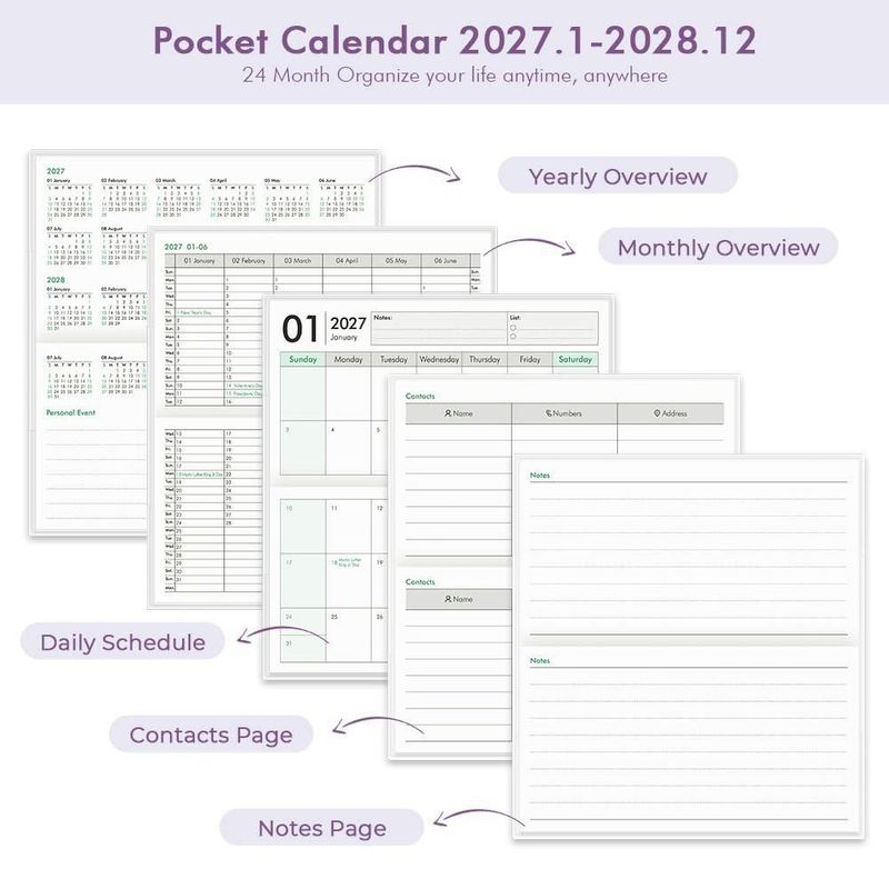 Planificador molekaus 9 × 165 cm 2027‑2028 cubierta de PVC
