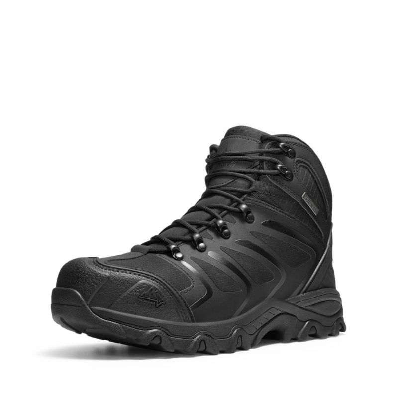 Botas de trabajo NORTIV 8 impermeables puntera de acero y cubierta de goma todo negro talla 11