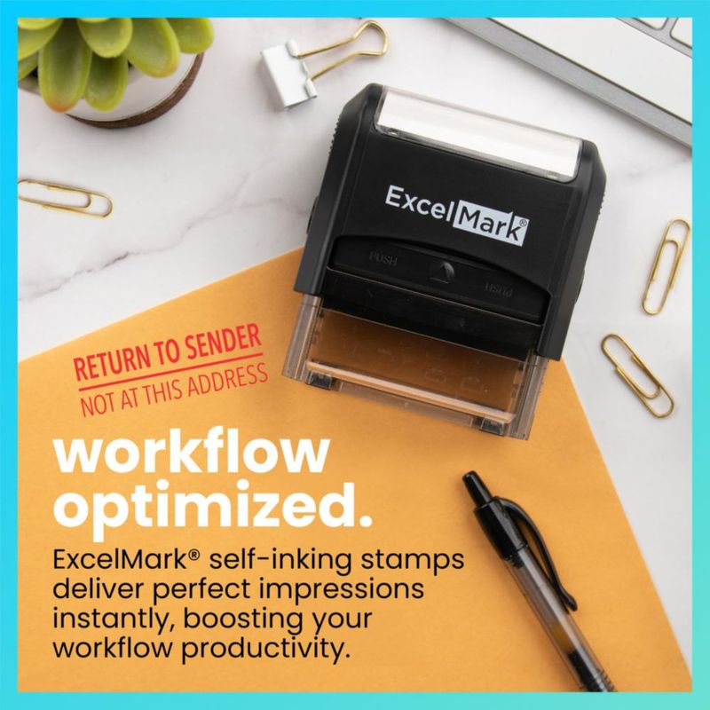Estampilla de goma ExcelMark grande con tinta roja – Devolver al remitente