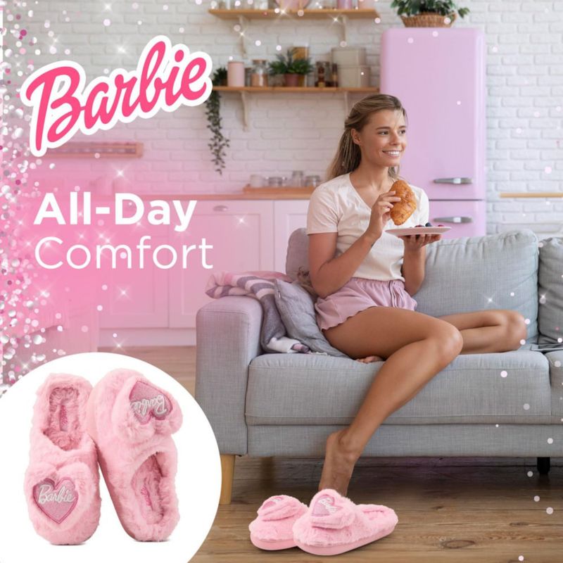 Barbie Mujeres Pantuflas de Peluche Suave para Interior y Exterior