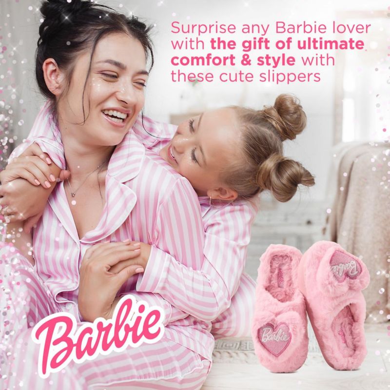 Barbie Mujeres Pantuflas de Peluche Suave para Interior y Exterior