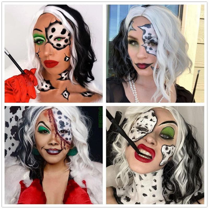 Peluca Ruina Cruella Deville Negra y Blanca 36 cm