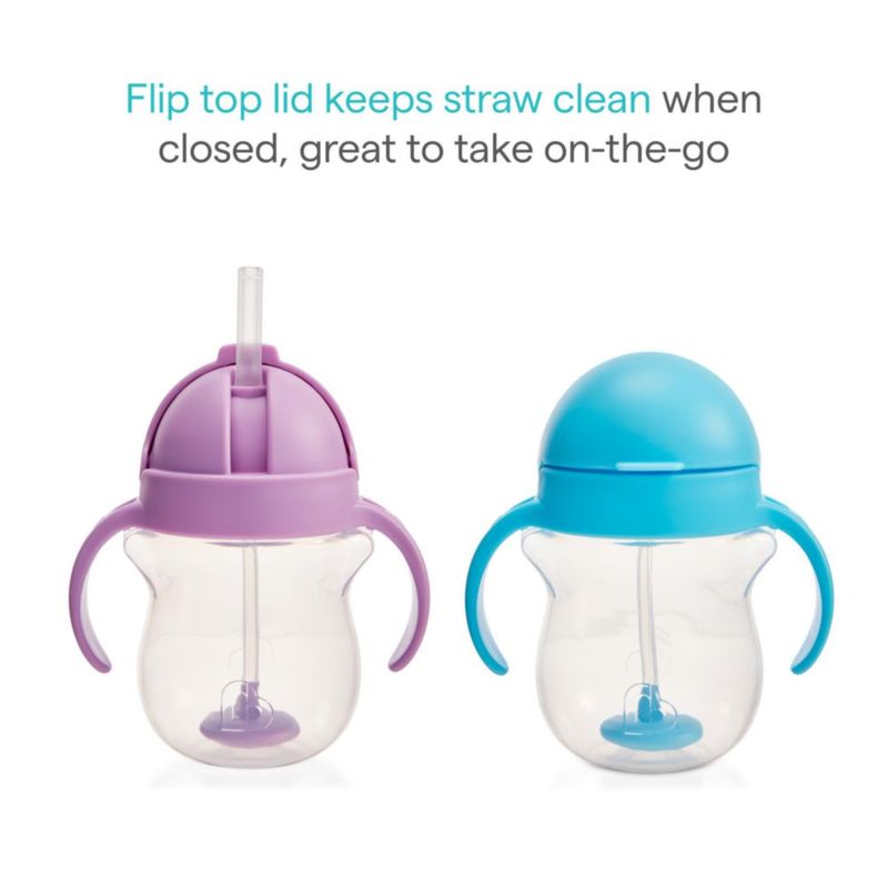Vasos para Beber Munchkin Any Angle con Popote a Prueba de Derrames 200 mL Paquete de 2