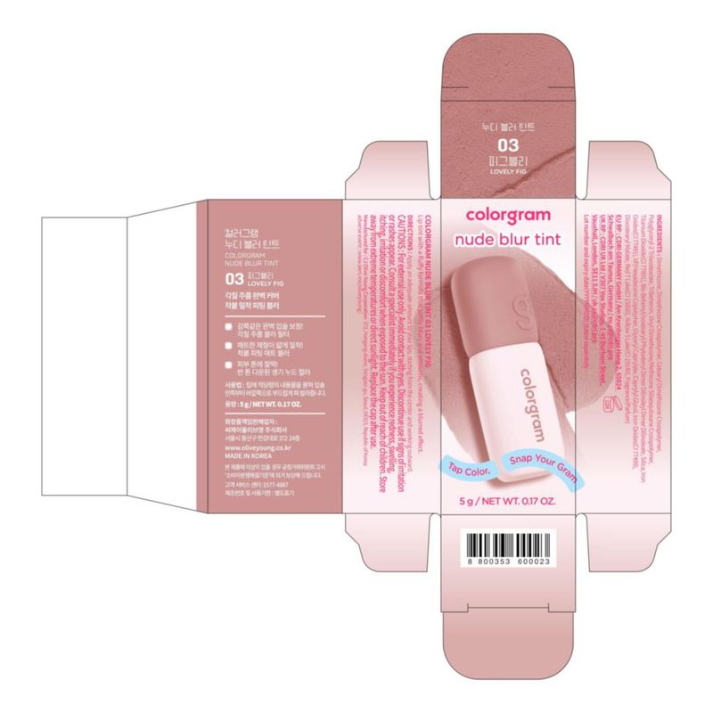 Tinte NUDE BLUR 03 LOVELY FIG de COLORGRAM – Labios y Mejillas