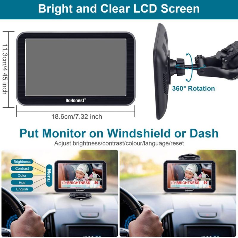 Cámara de coche DoHonest V9 de 7 pulgadas HD 1080P orientada hacia atrás