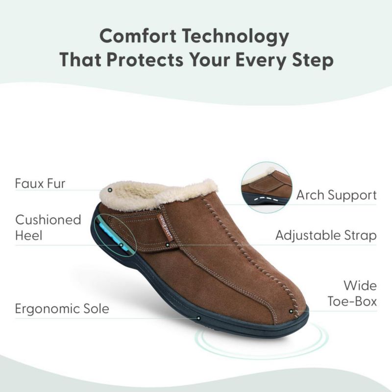 Pantufla Orthofeet Asheville Marrón Talla 30 cm Ancha