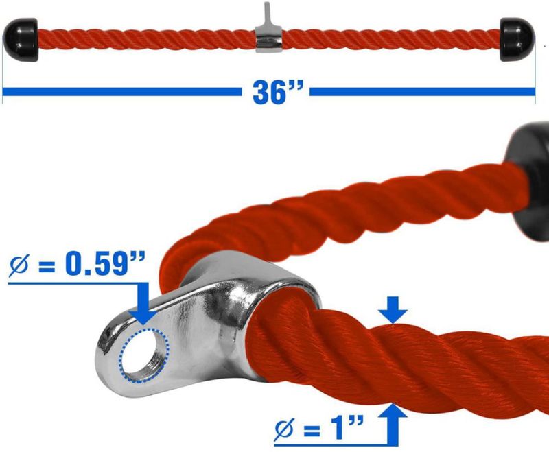 Cuerda para tríceps Yes4All de 91 cm roja con mosquetón